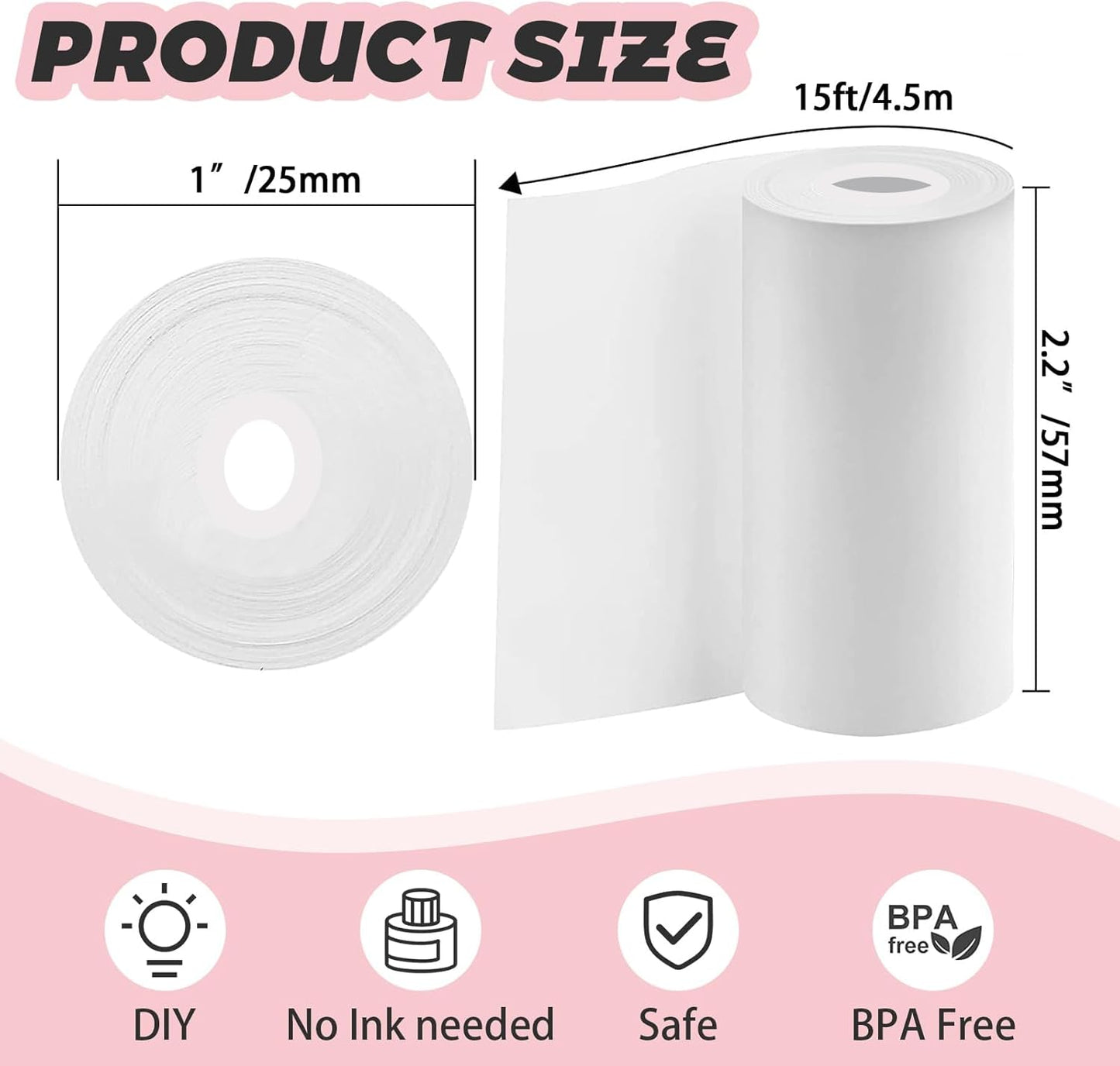 10 Rolls Thermal Printer Paper, White Printer Paper For Mini Sticker Receipt Printer Portable Bluetooth Pocket Printer, Mini Printer Paper Refill For Most Mini Thermal Printer, Non-sticker Paper