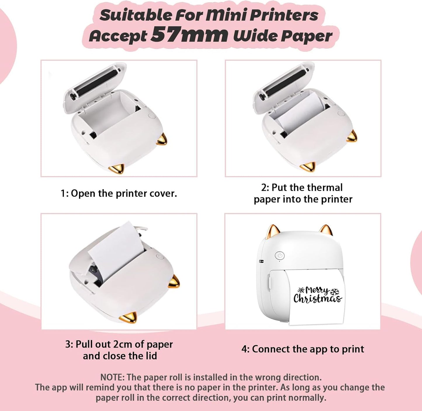 10 Rolls Thermal Printer Paper, White Printer Paper For Mini Sticker Receipt Printer Portable Bluetooth Pocket Printer, Mini Printer Paper Refill For Most Mini Thermal Printer, Non-sticker Paper