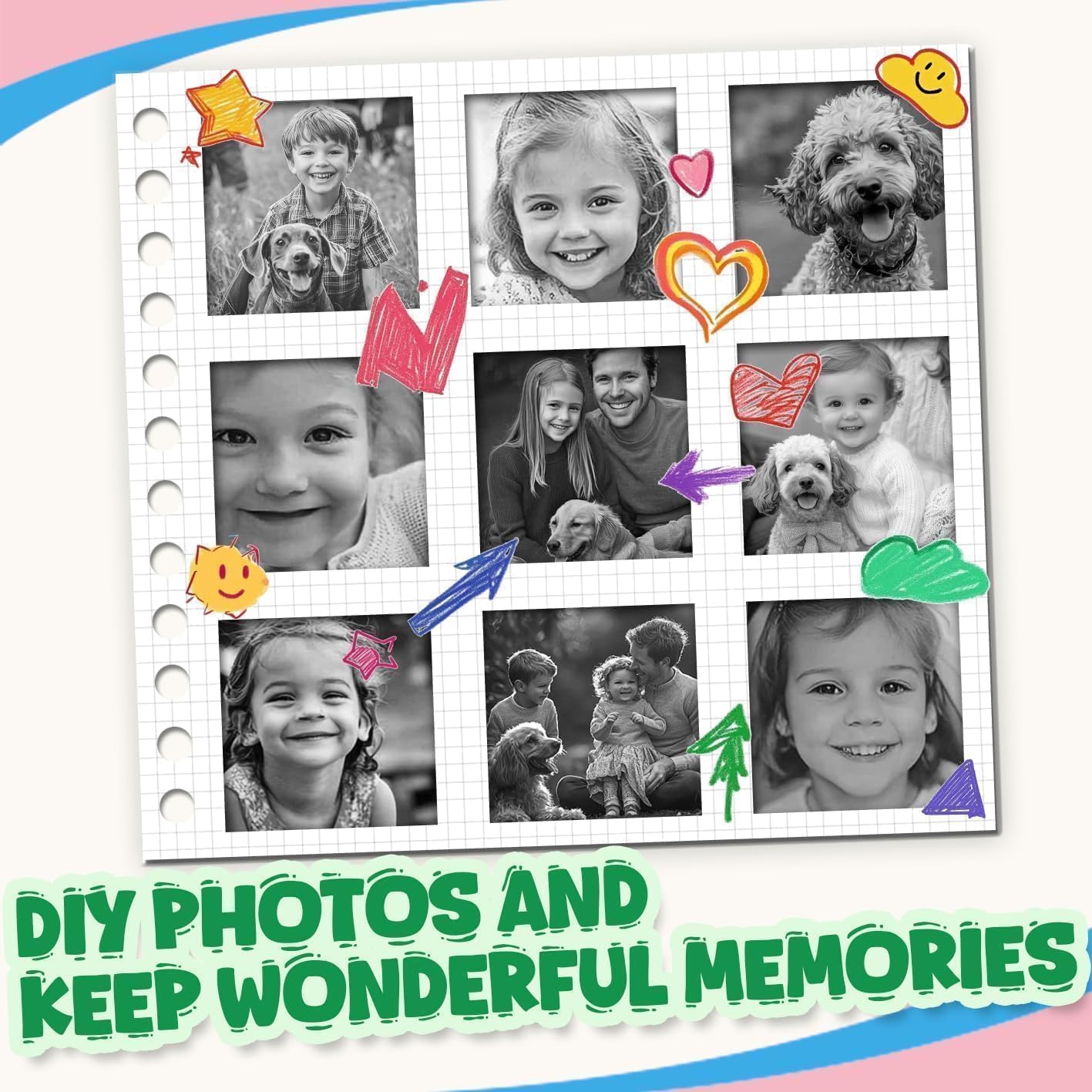 1880Pcs Printer Paper Mini Camera Mini Printer Thermal Paper Kids Camera Instant Print,20Rolls Sets(94Sheets/Roll) Photo Paper, Graffiti Doodle DIY Toys Stationery Drawing Paper Gift for Children