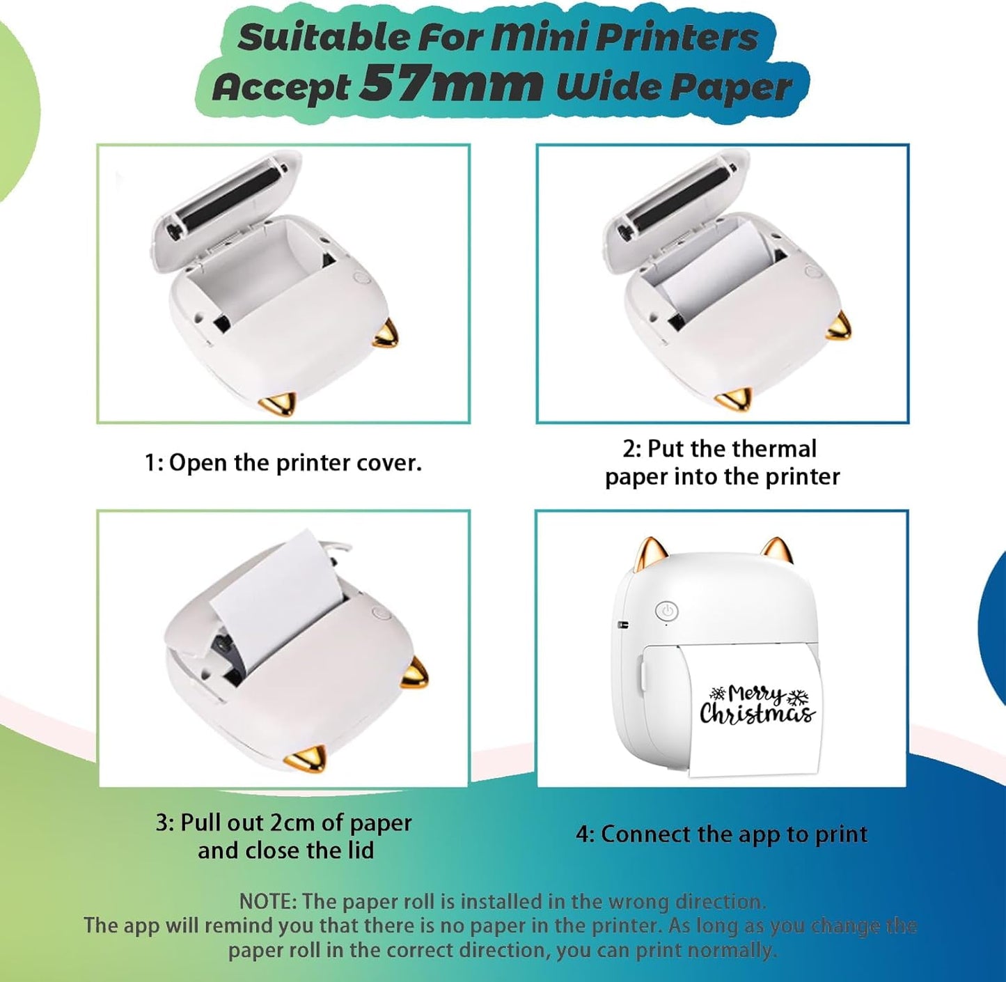 5 Rolls Thermal Printer Paper & 5 Rolls Self-adhesive Stickers, White Printer Paper For Mini Sticker Receipt Printer Portable Bluetooth Pocket Printer, Mini Printer Paper Refill For Mini Printer