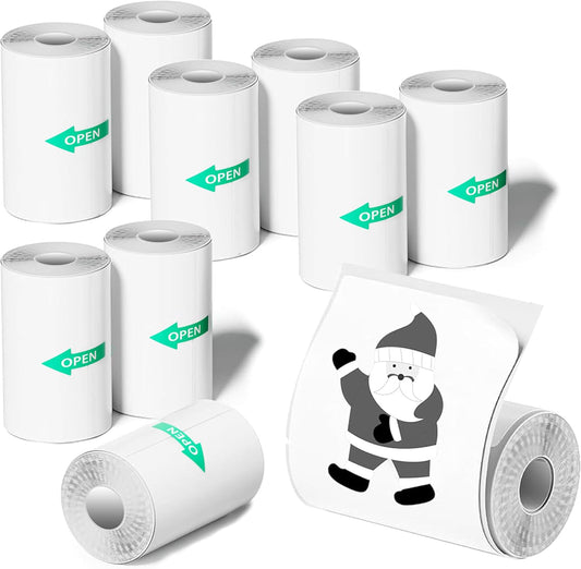 FasionMior 10 Rolls Mini Thermal Printer Sticker Paper for Pocket Printer BPA/BPS Free | 57x25mm Self-adhesive Thermal Sticker Paper for Mini Sticker Printer, Compatible with Kids Instant Cameras, T02/X3 Printer