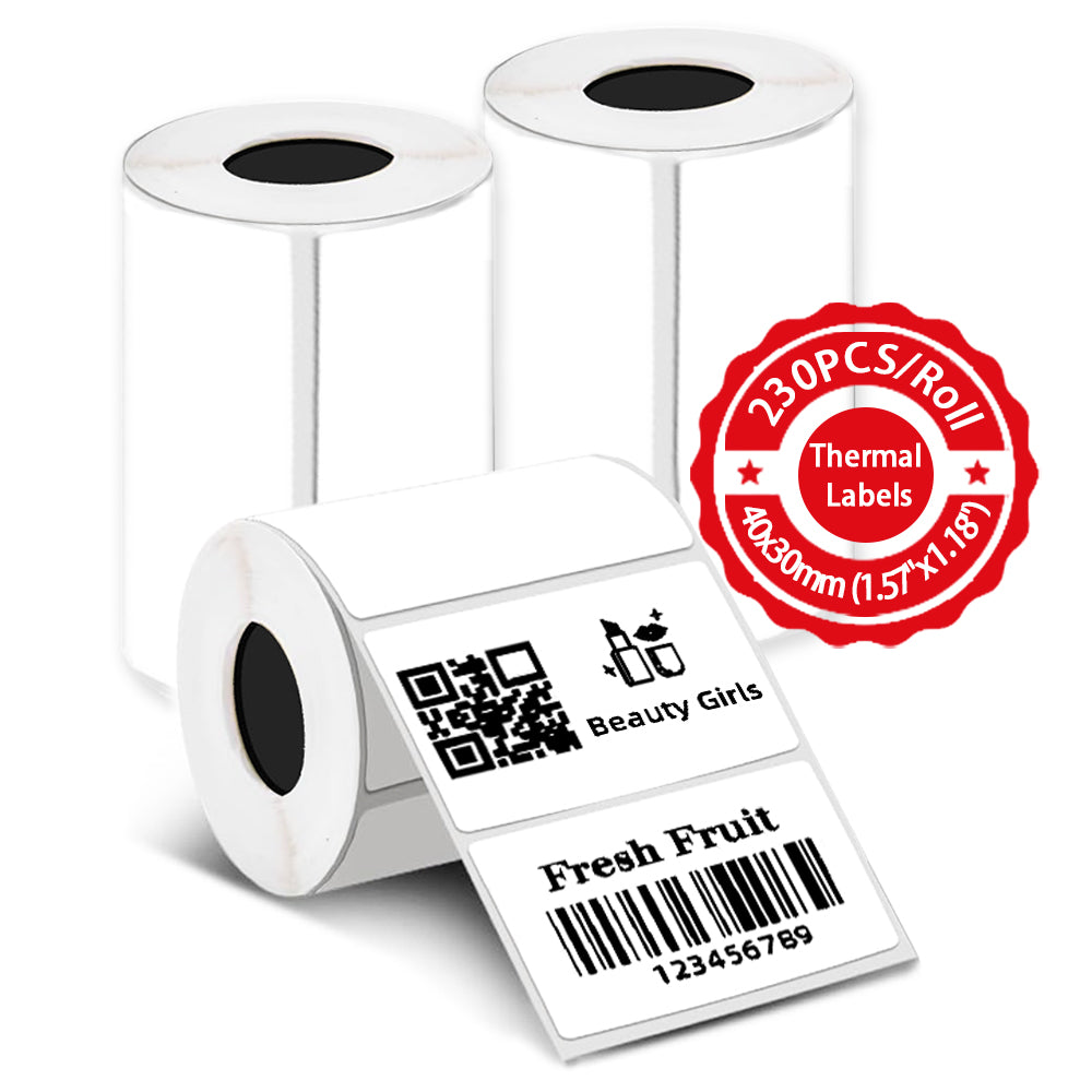 FasionMior 690Pcs Thermal Paper Stickers for Thermal Label Printer, 1.57x1.18 Inch | 40x30mm Thermal Labels, 3 Rolls Waterproof Self-adhesive Labels, Compatible with T50M Pro/M110, Most Mini Thermal Printers