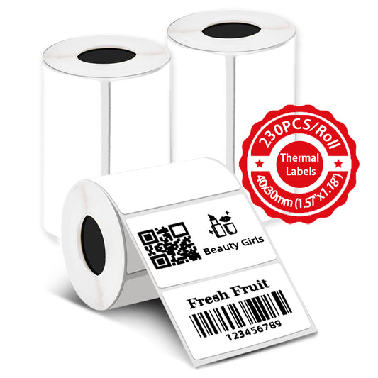 FasionMior 690Pcs Thermal Paper Stickers for Thermal Label Printer, 1.57x1.18 Inch | 40x30mm Thermal Labels, 3 Rolls Waterproof Self-adhesive Labels, Compatible with T50M Pro/M110, Most Mini Thermal Printers