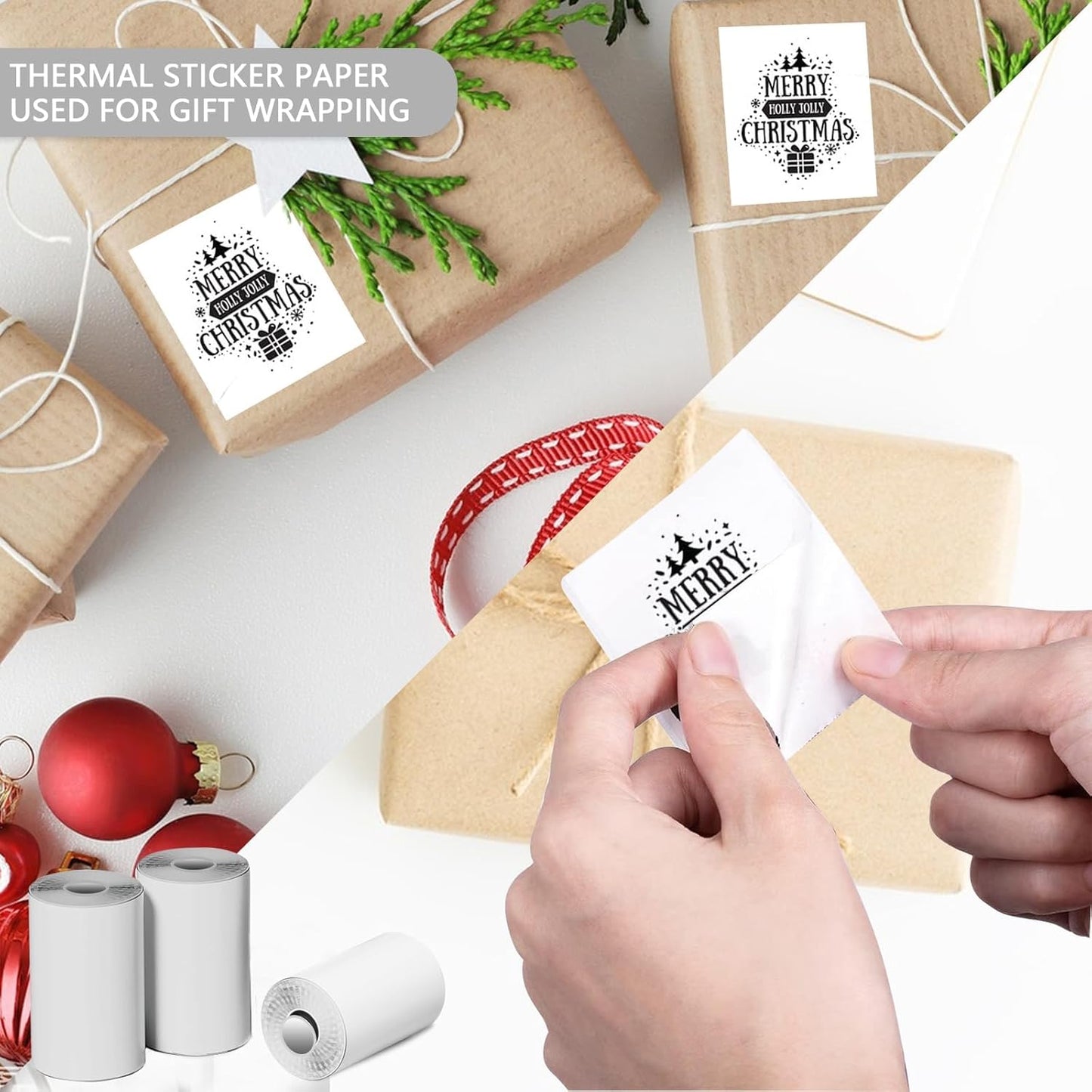 FasionMior 10 Rolls Mini Thermal Printer Sticker Paper for Pocket Printer BPA/BPS Free | 57x25mm Self-adhesive Thermal Sticker Paper for Mini Sticker Printer, Compatible with Kids Instant Cameras, T02/X3 Printer
