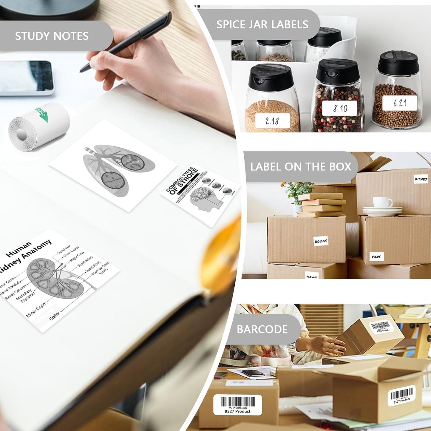 FasionMior 10 Rolls Mini Thermal Printer Sticker Paper for Pocket Printer BPA/BPS Free | 57x25mm Self-adhesive Thermal Sticker Paper for Mini Sticker Printer, Compatible with Kids Instant Cameras, T02/X3 Printer