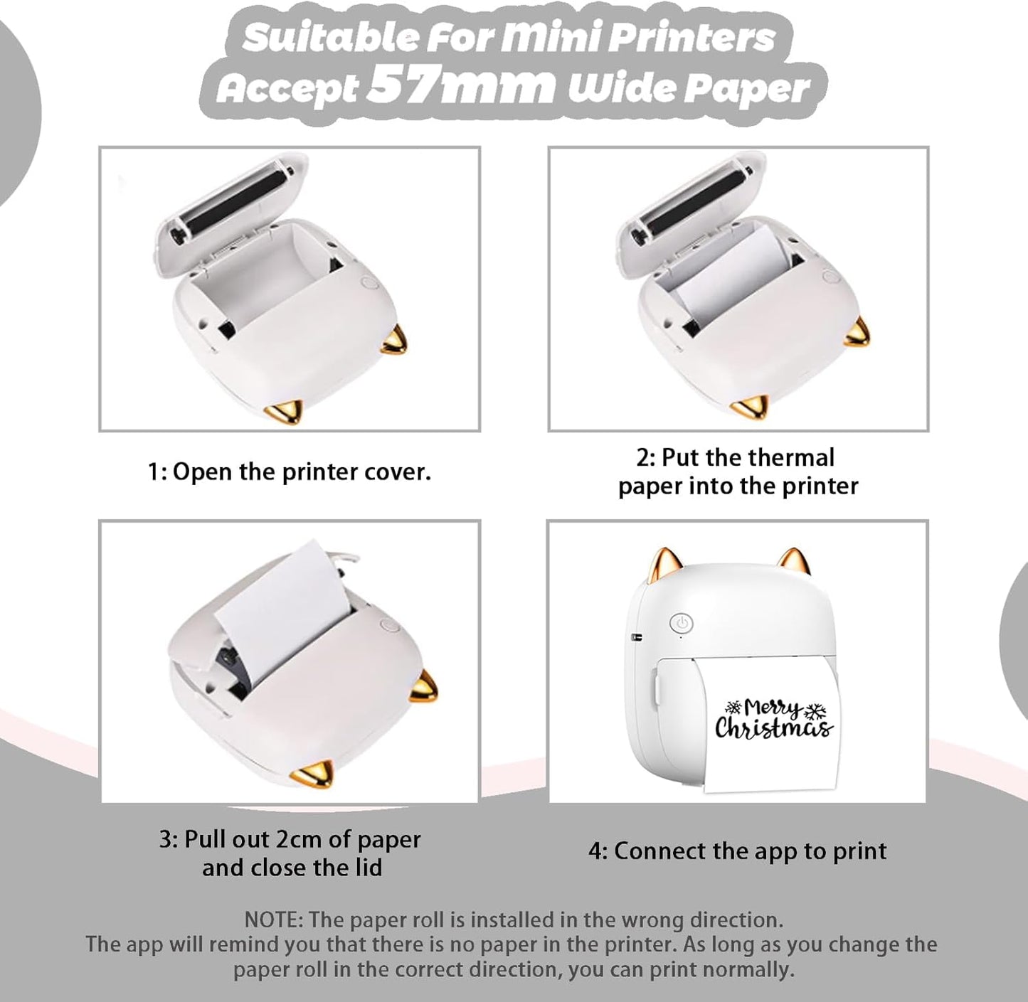 10 Rolls Mini Thermal Printer Sticker Paper, Mini Printer Sticker Paper 57 X 25mm, Mini Pocket Printer Sticker Paper for Most Kids Instant Camera, Kids Instant Camera Refill Mini Printer Paper