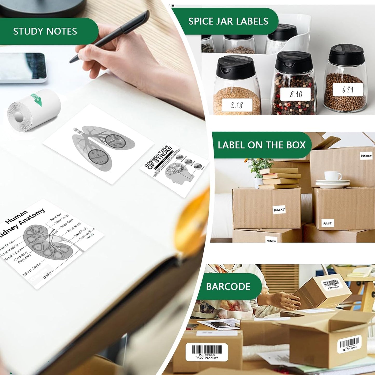 5 Rolls Thermal Printer Paper & 5 Rolls Self-adhesive Stickers, White Printer Paper For Mini Sticker Receipt Printer Portable Bluetooth Pocket Printer, Mini Printer Paper Refill For Mini Printer